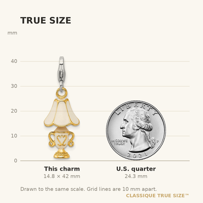 Amore La Vita Sterling Silver Rhodium-plated and Gold-plated Polished 3-D Enameled Lamp Charm with Fancy Lobster Clasp