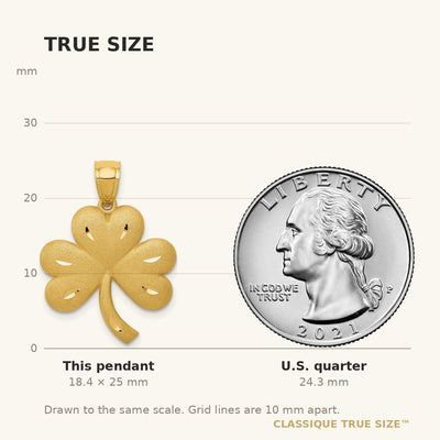 14K Brushed Diamond-cut Shamrock Pendant