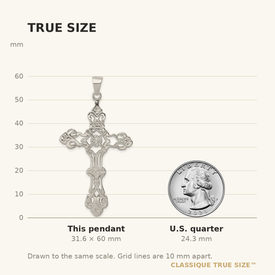 Sterling Silver Inri Cross Pendant, 60 x 31mm