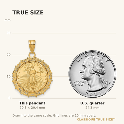 Wideband Distinguished Coin Jewelry 14ky Fancy Diamond-cut Mounted 1/10oz American Eagle Coin Bezel Pendant