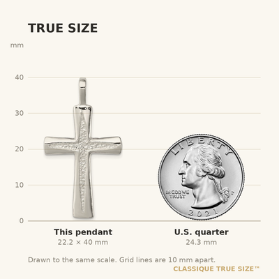 Sterling Silver Cross Pendant, 40 x 22mm
