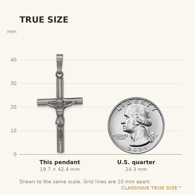 Sterling Silver Ruthenium-plated Polished Crucifix Pendant, 42.4 x 19.3mm