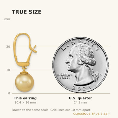 14K Round Golden South Sea Saltwater Cultured Pearl and .02 Carat Diamond Post Earrings