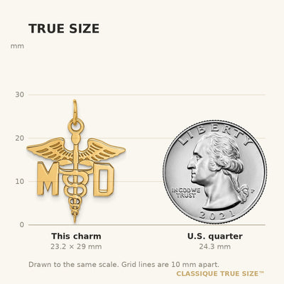 14K Large M.D. Caduceus Charm