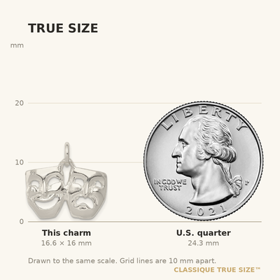 Sterling Silver Comedy/tragedy Charm, 16 x 22mm