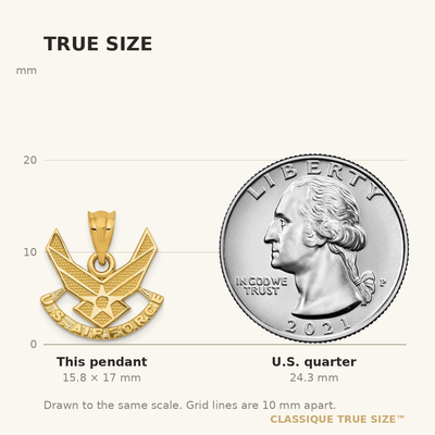 14K Yellow Gold U.S. Air Force Winged Pendant