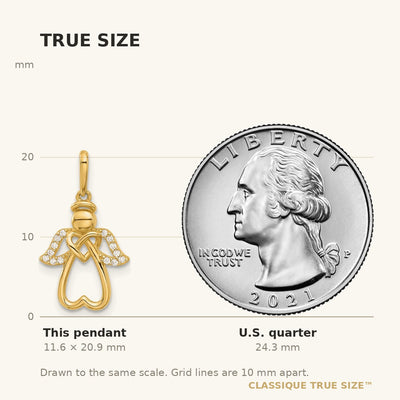 14K Polished CZ Angel Pendant