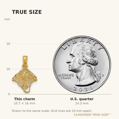 14K Stingray Charm, 16 x 11.55mm