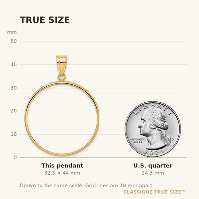 Wideband Distinguished Coin Jewelry 14K Polished Prong Coin Bezel Pendant, 44 x 33.15mm