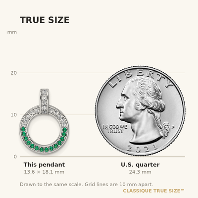 Sterling Silver Rhodium-plated White and Green CZ Open Circle Pendant