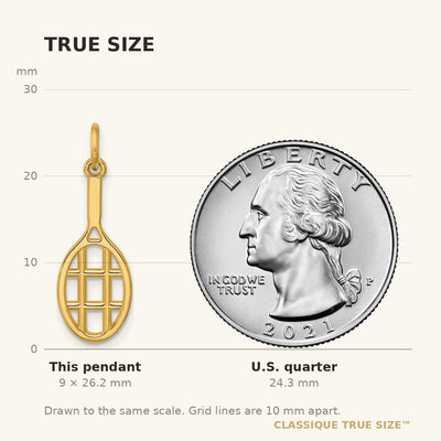 14K Polished Tennis Racket Pendant