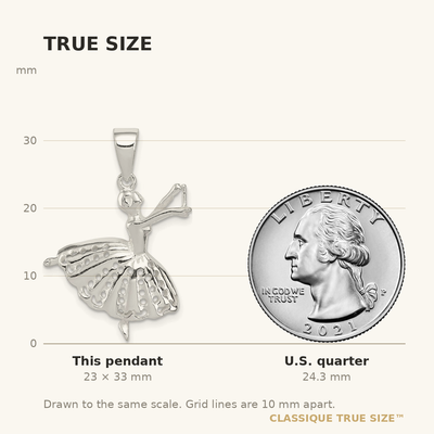 Sterling Silver Polished Ballerina Pendant, 33 x 24mm