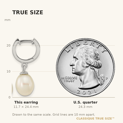 Sterling Silver Rhodium-plated White Teardrop Freshwater Cultured Pearl Dangle Hoop Earrings