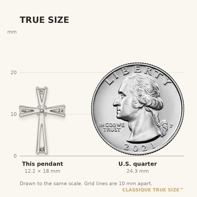 14K White Gold Cross Pendant Mounting, 18 x 12mm