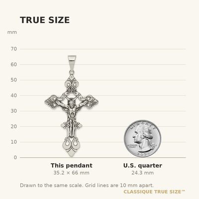 Sterling Silver Antiqued Large INRI Crucifix Pendant