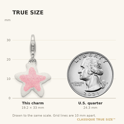 Amore La Vita Sterling Silver Rhodium-plated Enameled Pink Sparkle Starfish Charm with Fancy Lobster Clasp