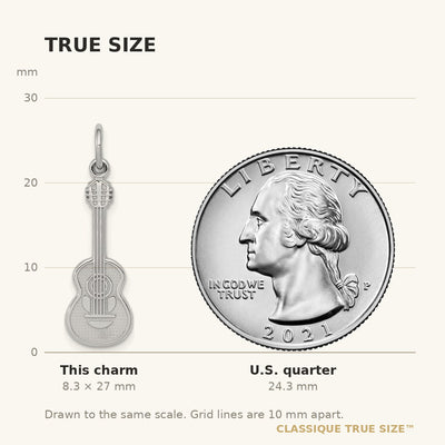 14K White Gold Guitar Charm