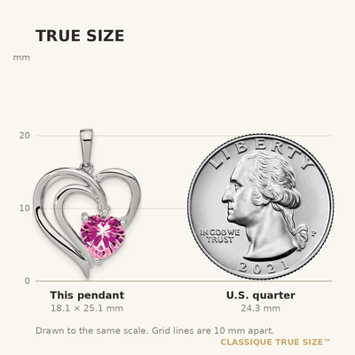 Sterling Silver Rhod-plated Created Pink Sapphire/Diamond Pendant, 25.1 x 16.7mm