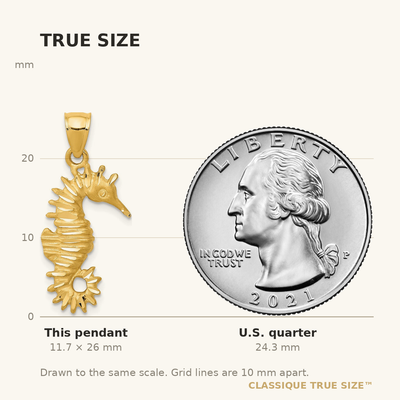 14K Seahorse Pendant, 26 x 11mm