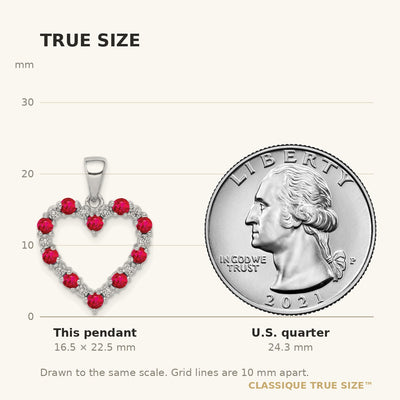 14K White Gold Diamond and .35 Ruby Heart Pendant