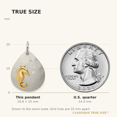 Sterling Silver Gold-Tone CZ Seahorse Brushed Pendant