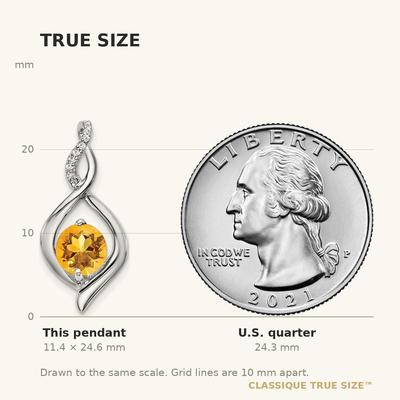 14K White Gold Citrine and Diamond Pendant, 24.6 x 11.35mm