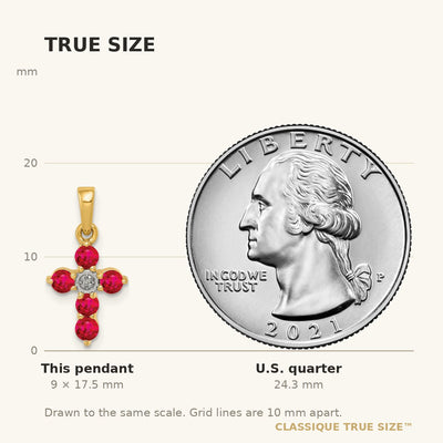 14K .30 Ruby and Diamond Cross Pendant
