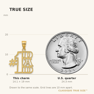 14K #1 Dad Charm, 19 x 16.3mm