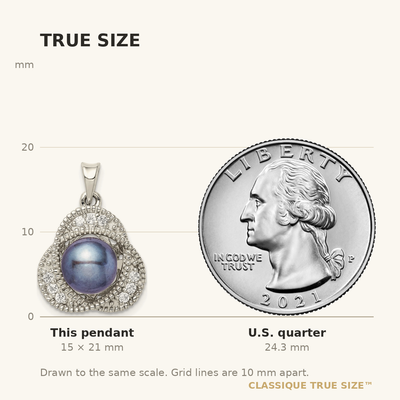 Sterling Silver Rhod-pltd Black FWC Pearl and White Topaz Pendant