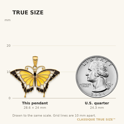 14K Yellow Enameled Butterfly Pendant
