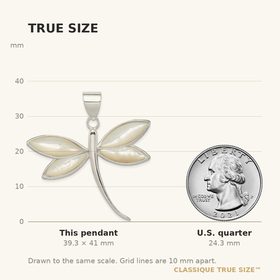 Sterling Silver White Shell Dragonfly Pendant