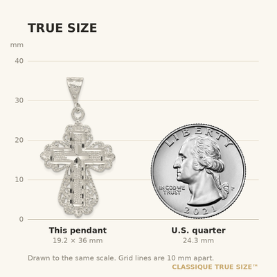 Sterling Silver Cross Pendant, 36 x 25mm (7927)