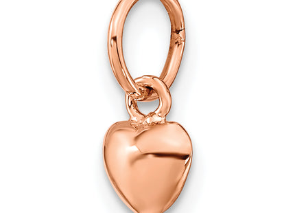 14K Rose Polished 3-D Puffed Heart Charm, 12 x 6mm