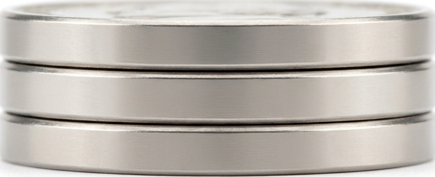 three nickels stacked