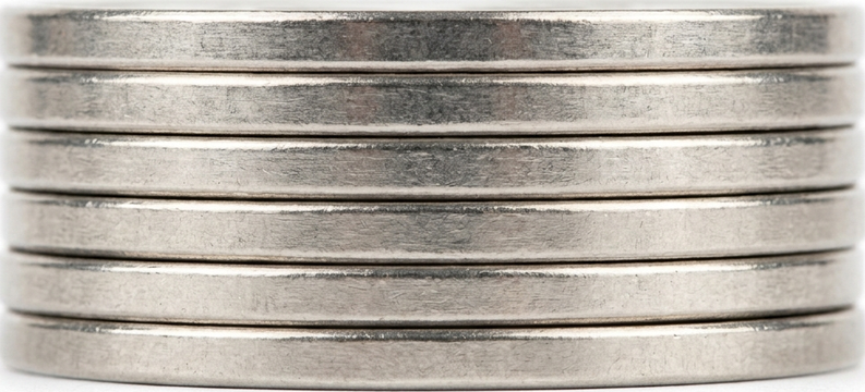 six nickels stacked